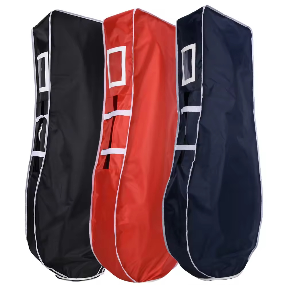 Multi-Color Waterproof Golf Bag Rain Cover Collection, Black Red Navy Blue PVC Dustproof Zipper Golf Bag Protective Cover, Foldable Golf Club Travel Shield for Men & Women Golfers