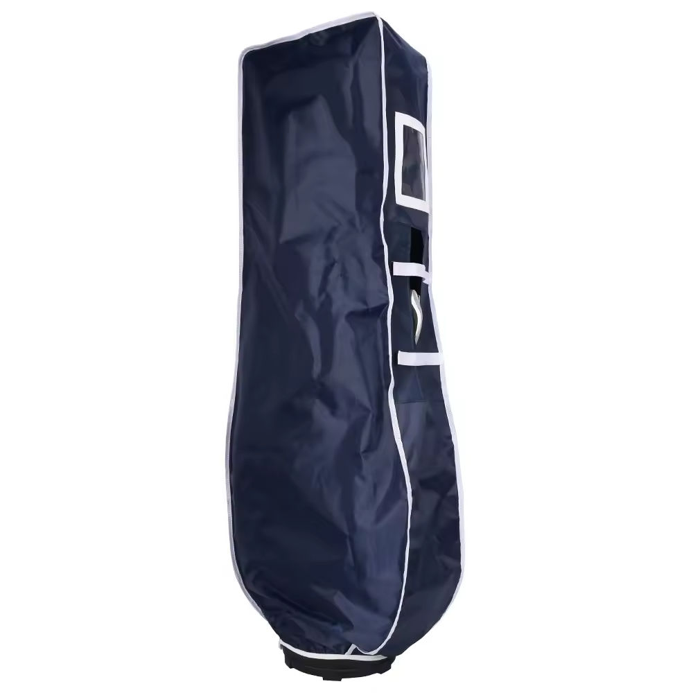 Navy Blue PVC Waterproof Golf Bag Rain Dust Cover, Portable Foldable Zippered Golf Club Protective Sleeve with ID Pocket for Outdoor Golfing & Air Travel