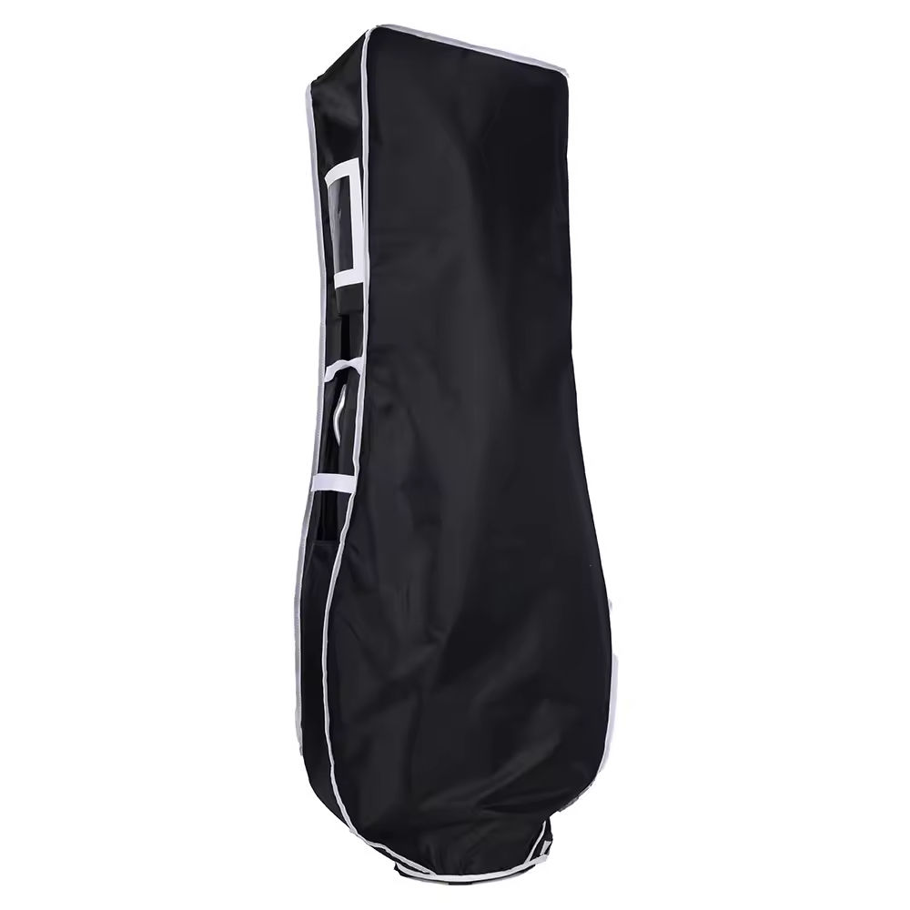 Black Waterproof Dustproof Golf Bag Travel Cover, Heavy Duty PVC Foldable Zipper Golf Club Protection Cover, Lightweight Portable Golf Bag Rain Shield for Tournament & Daily Golf