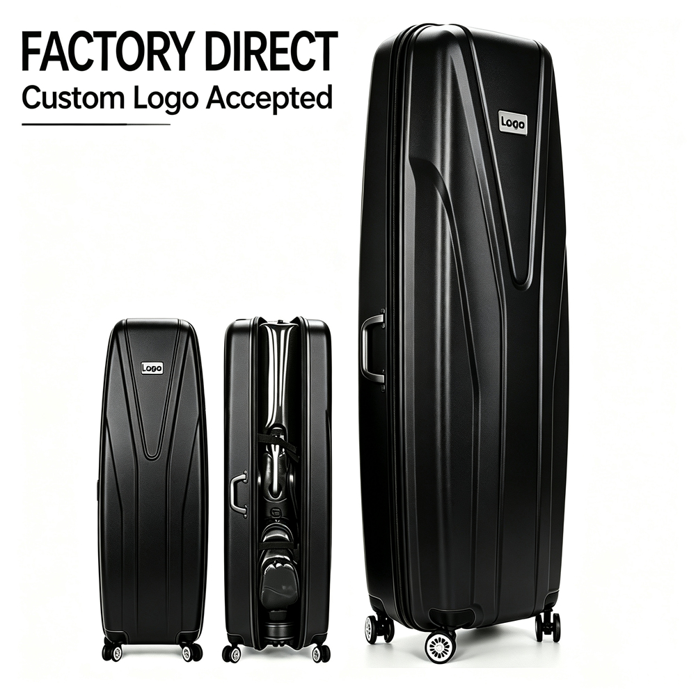 Black ABS Hardshell 4 Rolling Wheel Golf Travel Bag, Waterproof Hard Golf Equipment Carrier Custom Logo Accepted, Shockproof Hard Airline Travel Case for Wholesale Golf Merchants