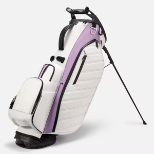 White Lavender Two-Tone Lightweight Golf Stand Bag for Ladies & Men, Waterproof PU Golf Carry Bag with Stable Support Legs, Fashion Customizable Golf Club Holder for Golf Course Walking Rounds