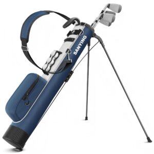 Custom Logo Mini Sunday Golf Stand Bag, Matte Black Lightweight Waterproof Golf Carry Bag for Driving Range Practice