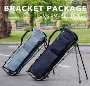 Light navy & light blue waterproof sunday golf stand bag with foldable metal stand, dual strap compact walking golf bag for golf course outdoor use
