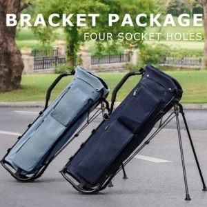 Light navy & light blue waterproof sunday golf stand bag with foldable metal stand, dual strap compact walking golf bag for golf course outdoor use