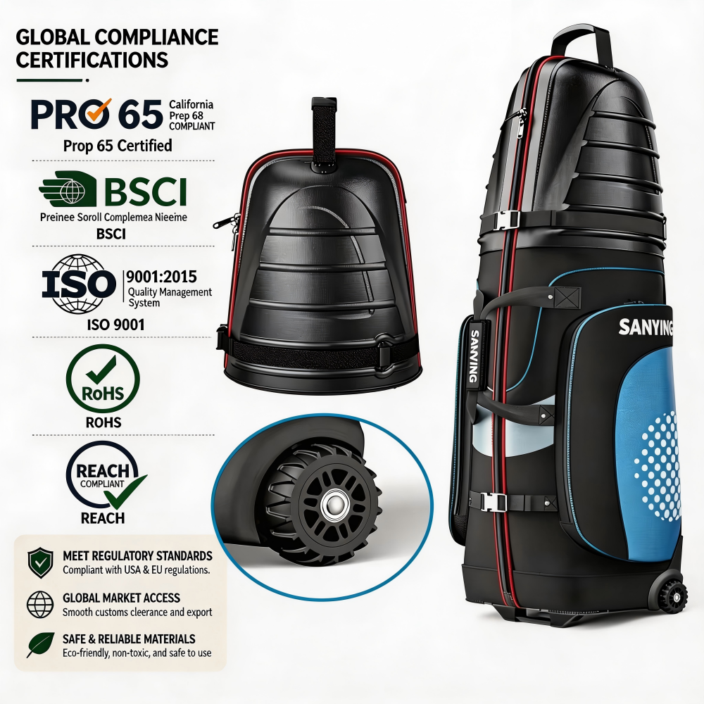 Airline Approved Hybrid Hard Top Golf Travel Bag 1680D Nylon Wheeled Golf Club Case With Tank Wheels