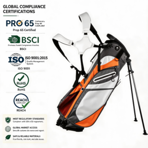 Custom wholesale waterproof golf stand bag, shockproof dual strap walking golf carry bag, ISO BSCI REACH certified golf club bag for bulk order