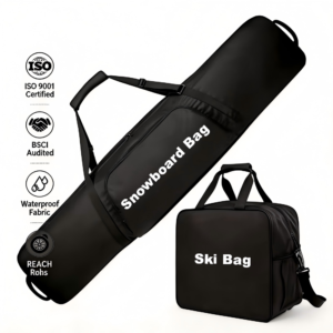 Waterproof heavy duty snowboard bag and boot bag set, padded snow travel gear combo set, winter snow sports luggage for men women snowboarders, custom logo OEM available