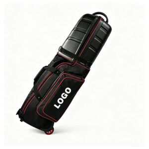 Black Waterproof Hardshell Golf Travel Bag with Silent Rolling Wheels, Custom Print Hard Case Golf Club Travel Carrier, Heavy Duty Oxford Golf Flight Bag for Male Amateur & Pro Golfers