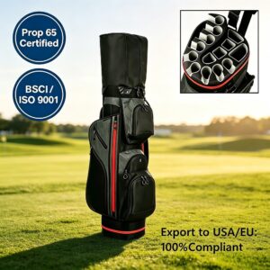 Full Length Black Luxury 14 Way Custom Golf Cart Bag Lightweight Waterproof Golf Bag Canvas 14 Divider Custom Golf Bag for Men