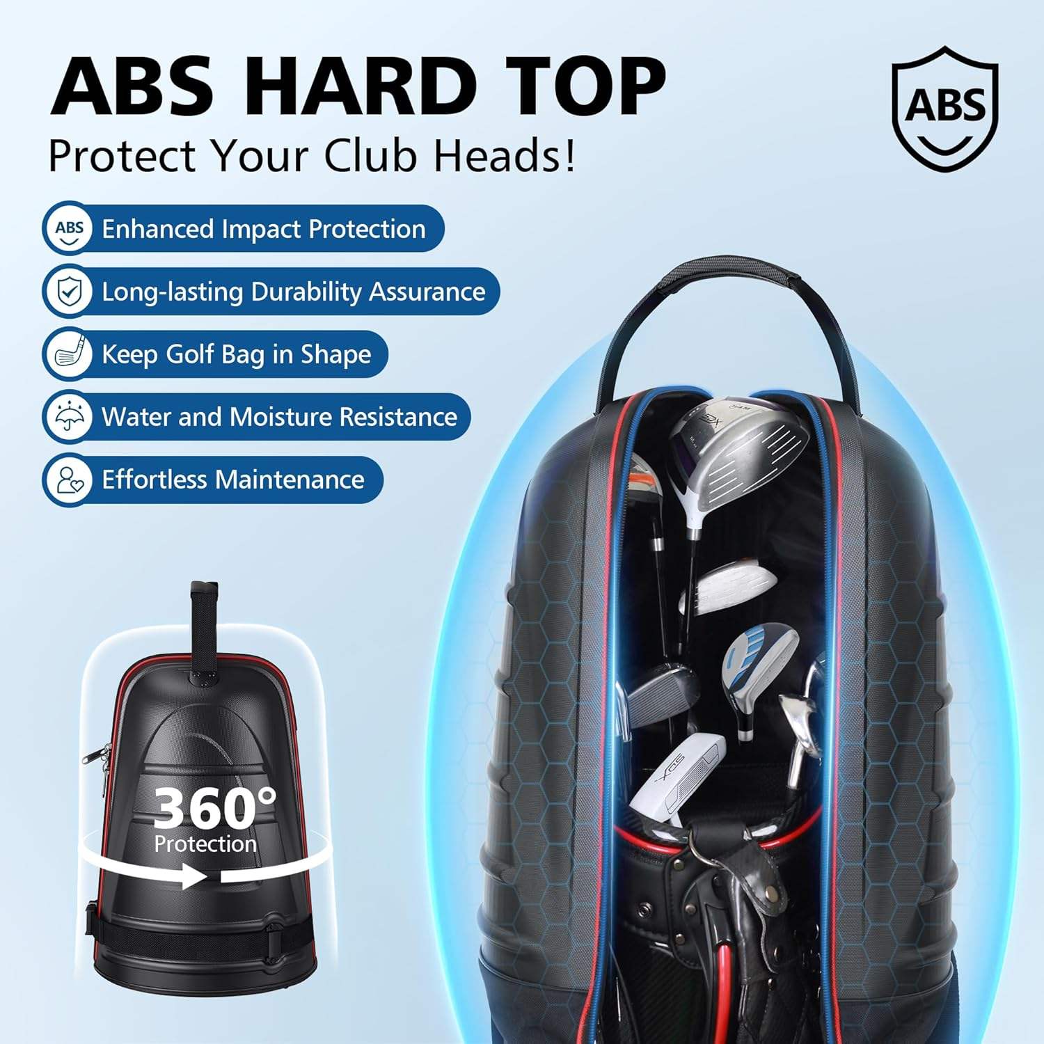 Airline Approved Hybrid Hard Top Golf Travel Bag 1680D Nylon Wheeled Golf Club Case With Tank Wheels - Image 2