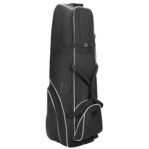 Black White Trim Custom 1680D Nylon Golf Travel Bag, Lightweight Foldable Padded Top Golf Club Travel Case with Multi Compartments, Customizable Golf Flight Luggage for Men & Women Golfers