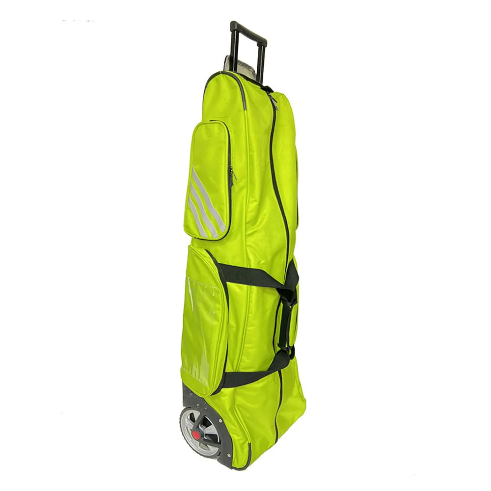 Fluorescent Lime Green Waterproof Wheeled Fencing Equipment Trolley Bag, Customizable Oxford Fencing Sword Travel Bag for Youth & Adult Fencers Outdoor Competition