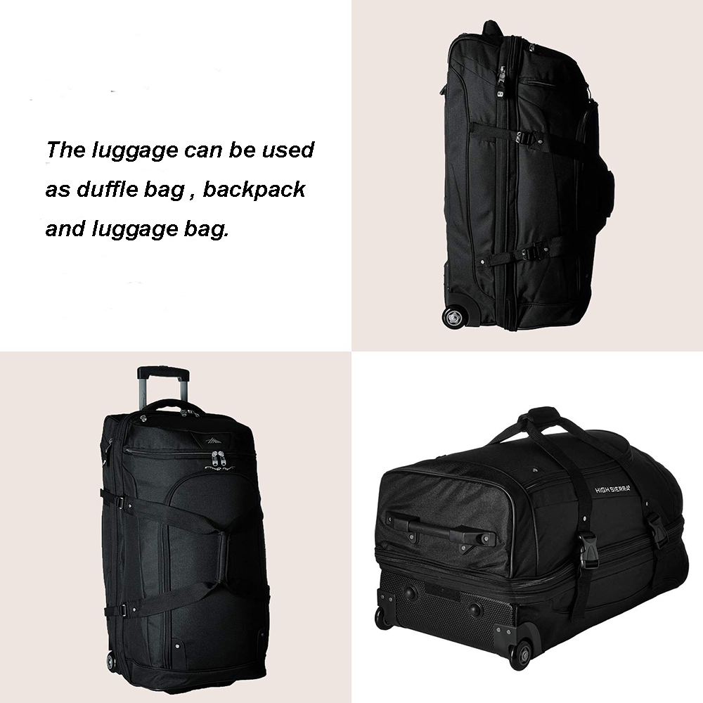 3-in-1 Unisex Wheeled Soft Sided Travel Duffle Bag Multi Usage Display, Convertible Rolling Tote Luggage Suitcase Works as Duffle, Backpack & Wheeled Travel Bag