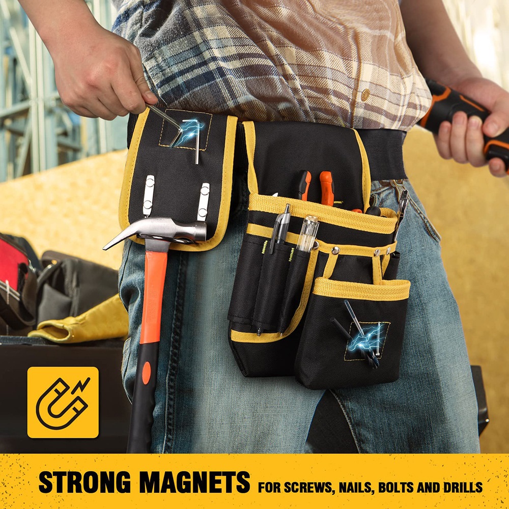 Adjustable Handyman Waist Bag Electrician Tool Bag Pouch Magnetic Carpenter Tool Belt Tool Organizer Nail Utility Belt Holder