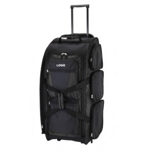 lack multi-pocket rolling dance competition gear bag with wheels, large capacity wheeled performance costume bag for girls dancers, waterproof rolling gear hauler