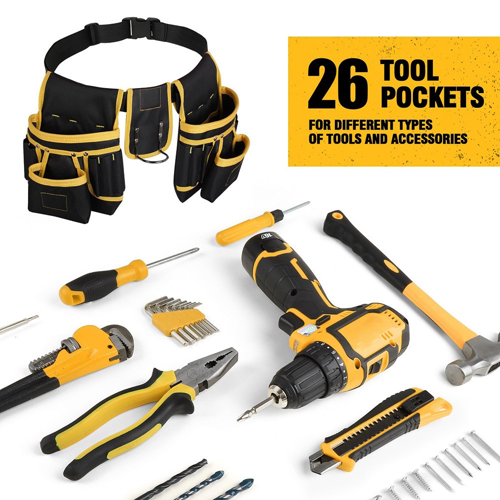 Adjustable Handyman Waist Bag Electrician Tool Bag Pouch Magnetic Carpenter Tool Belt Tool Organizer Nail Utility Belt Holder - Image 4