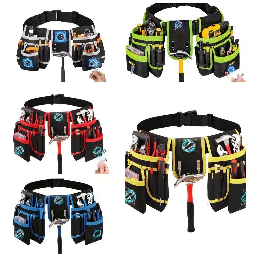 Adjustable Handyman Waist Bag Electrician Tool Bag Pouch Magnetic Carpenter Tool Belt Tool Organizer Nail Utility Belt Holder - Image 3