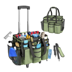 Waterproof Trolley Rolling Cleaning Bag Organizer Housekeeper Cleaning Supply Bag Cleaning Trolley Cart Caddy Tool Storage Bag
