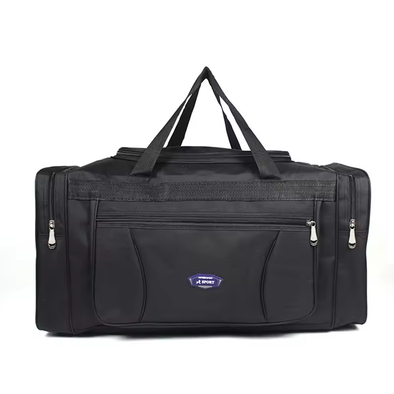 Black durable oxford waterproof gym duffel bag, multi pocket weekender travel bag, overnight sports luggage for outdoor and business trips