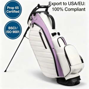 Golf Stand Bag Quilted Leather Lavender White Womens Golf Stand Bag
