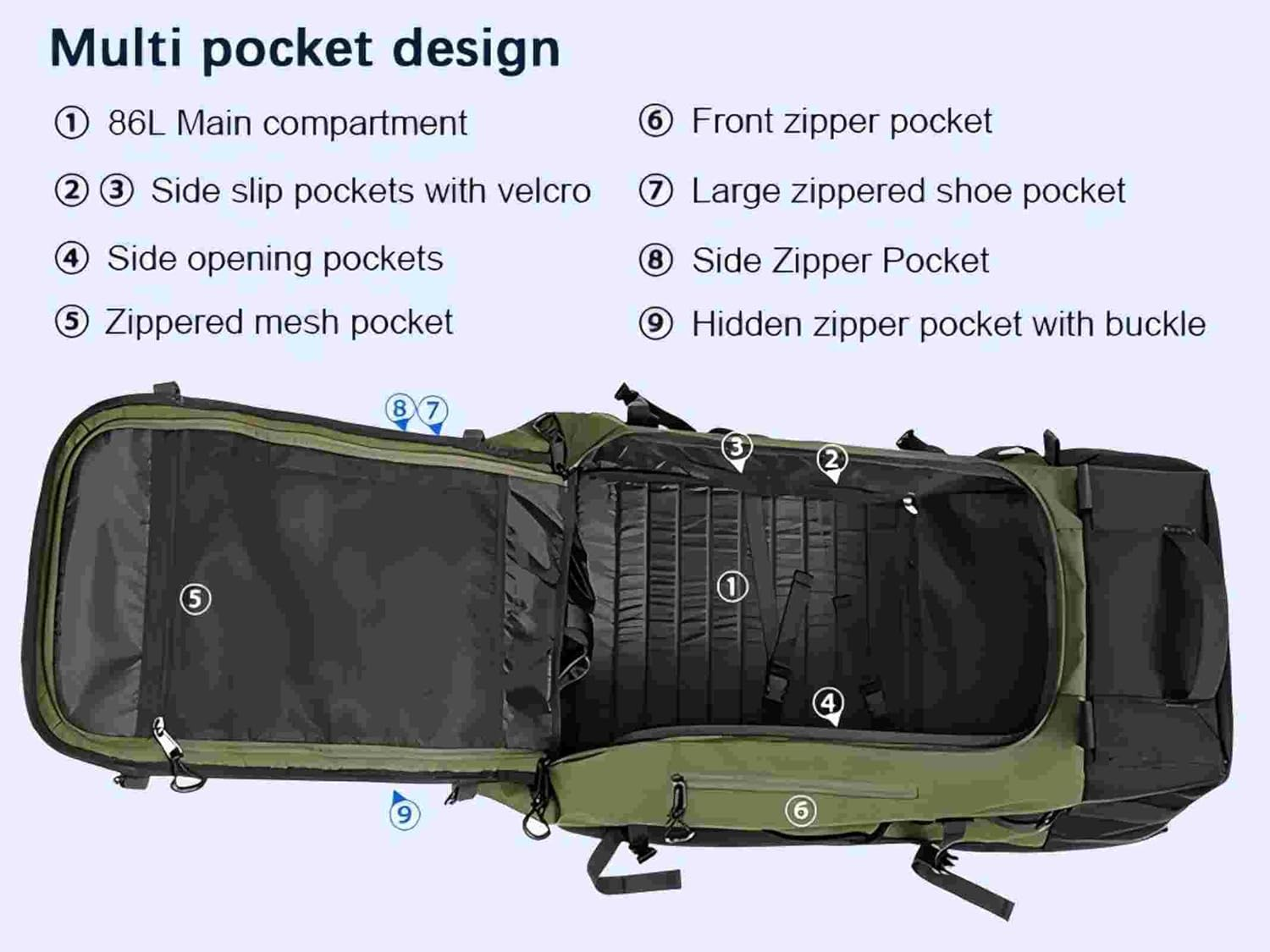 Duffel Collapsible Wheeled Large Capacity Travel Gear Bag Custom Logo Foldable Waterproof Rolling Backpack - Image 4