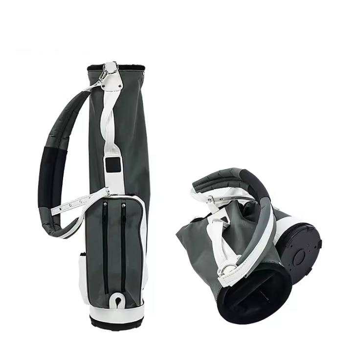 Collapsible lightweight golf carry bag, foldable portable golf pencil bag with padded shoulder strap and exterior storage pockets