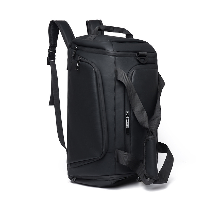 Black convertible duffel backpack bag, multi‑carry mode waterproof oxford sports travel bag for business and weekend trip