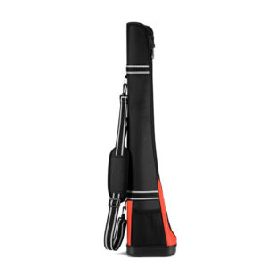 Black orange splicing golf pencil bag, portable par 3 golf club bag with external storage pocket and D-rings
