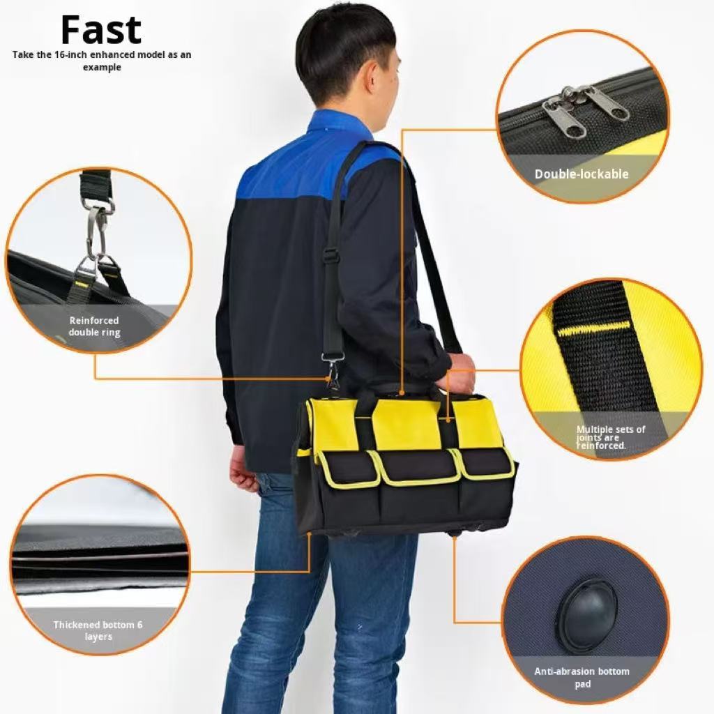 Fast Factory Direct Double-Layer Oxford Tool Bag Men's Wear-Resistant Multi-Functional Home Appliance Repair Bag - Image 4