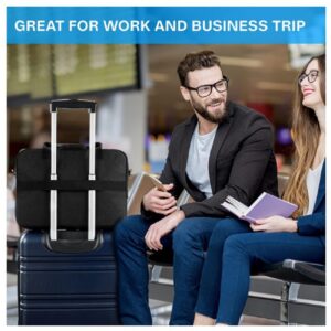 Black shockproof laptop messenger bag with luggage strap, 13‑15.6 inch notebook shoulder bag for men women, business travel airport commute laptop briefcase