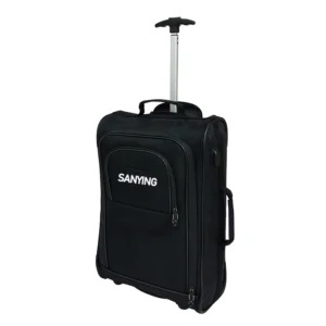 Rolling Suitcase Black Softside Fabric Telescopic Handle Padded Carry Handles