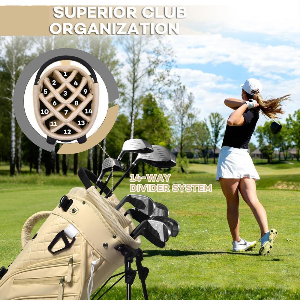 Golf Club Bag 14 Way Divider Ladies Golf Bag Quilted Design Factory Direct Wholesale Professional Carry Bag - Image 2